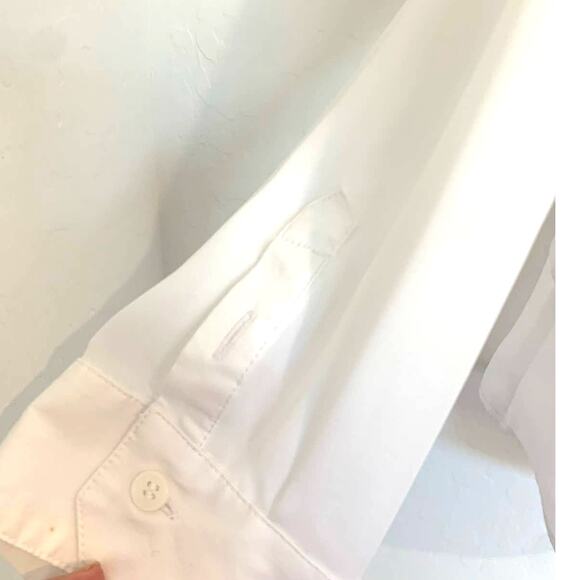 Chico's Button Up Shirt 3 US XL White Chiffon Sleeve and Layered Hem  Stretch - Picture 5 of 10